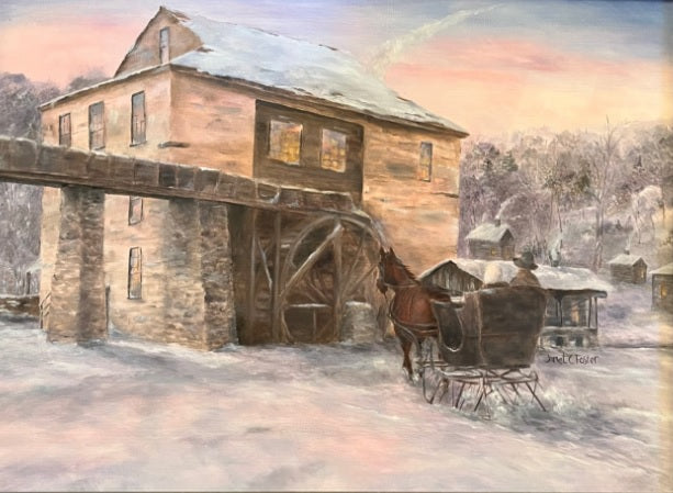 "EVENING RIDE IN THE VILLAGE" print or notecard (PR12)