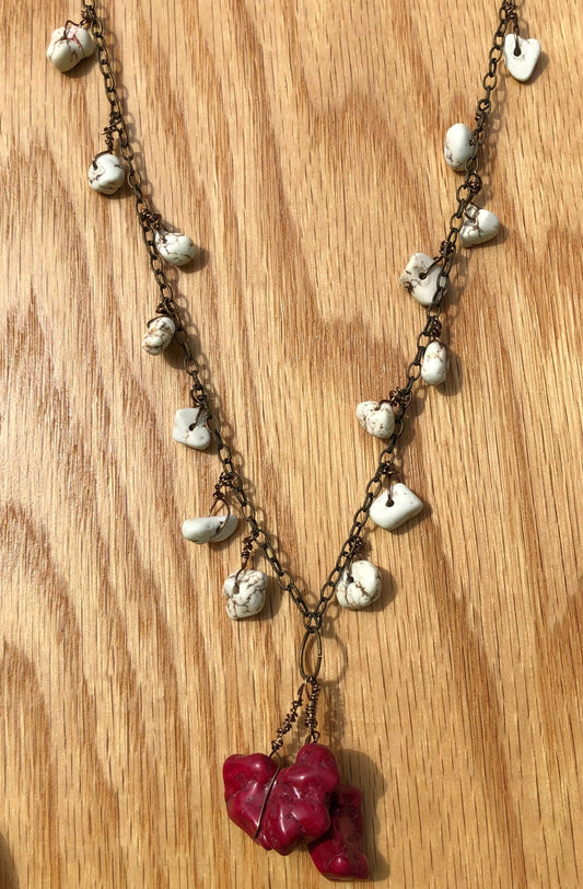 RED MAGNESITE NUGGET NECKLACE (JE29)**SOLD!