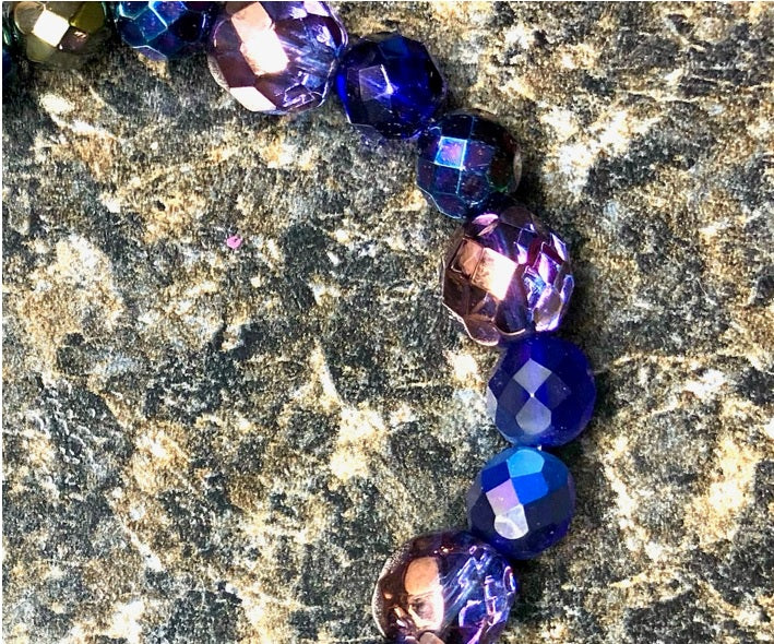 BLUE & PURPLE FIREPOLISHED BRACELET (JE69) -- SOLD