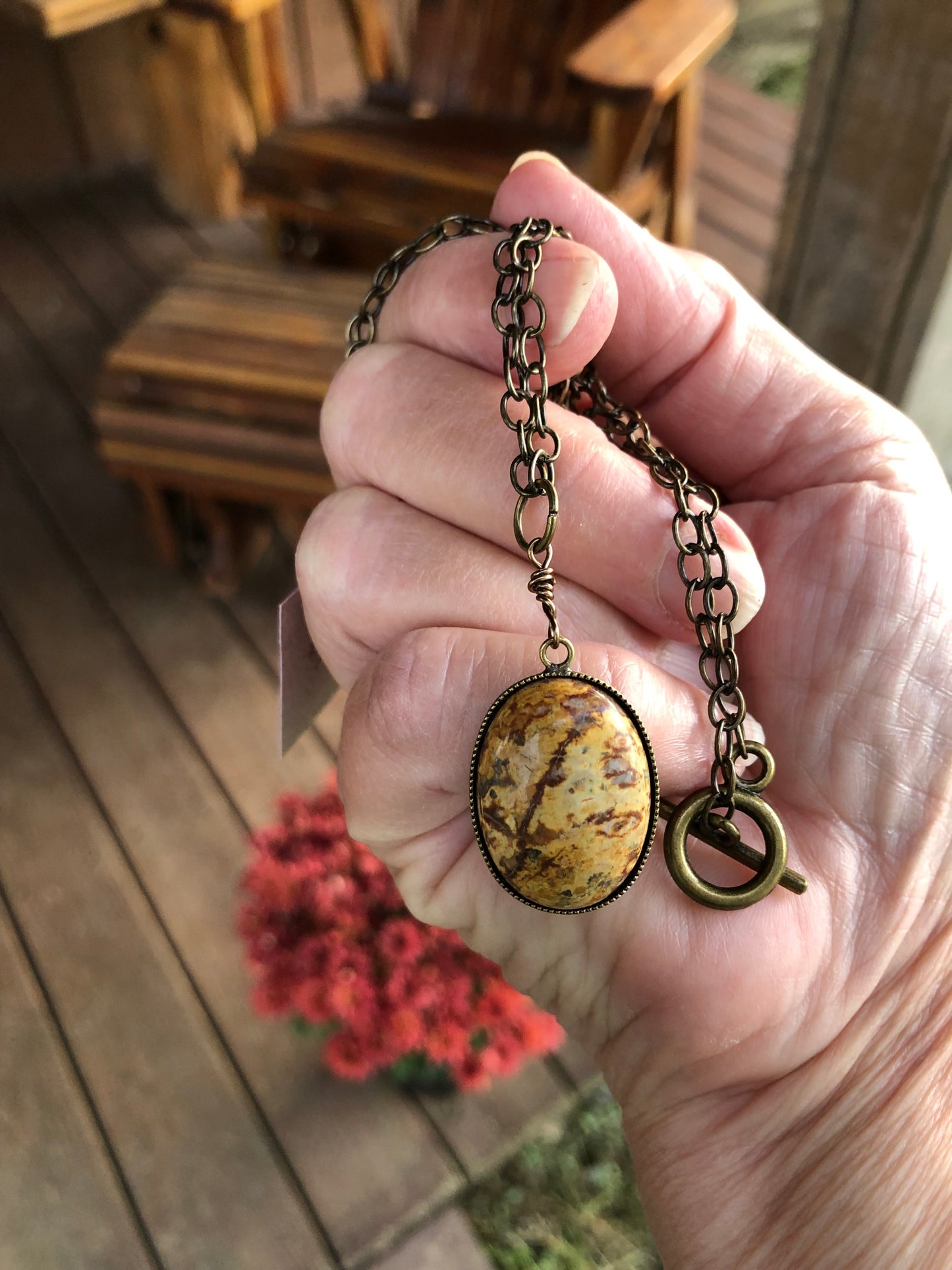 LEOPARDSKIN JASPER PENDANT WOMEN'S NECKLACE (JE05)