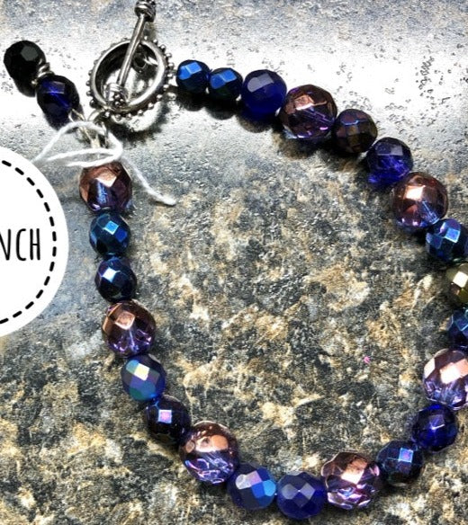 BLUE & PURPLE FIREPOLISHED BRACELET  (JE69) -- SOLD