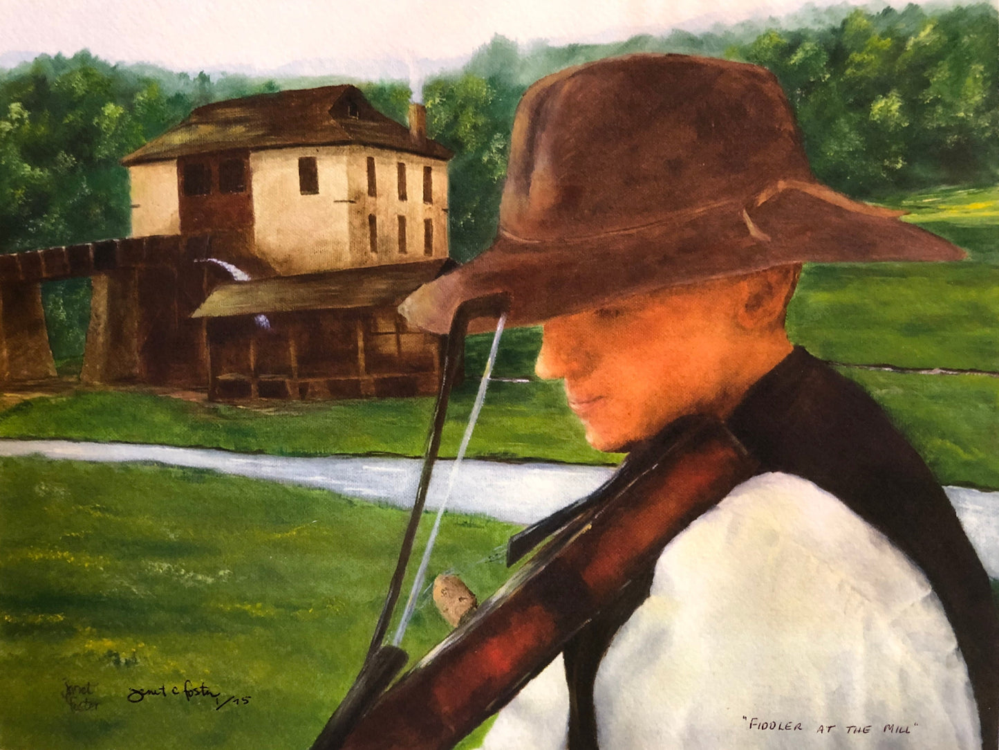 "FIDDLER AT THE MILL" print or notecard    (PR14)