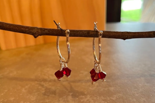 RED SWAROVSKI CRYSTAL EARRINGS (JE561.)