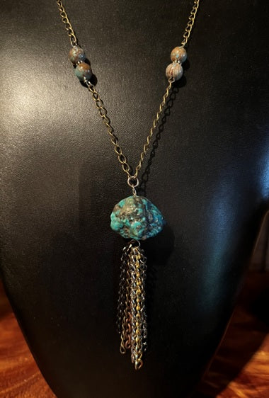 CHUNKY TURQUOISE PENDANT NECKLACE JE60.