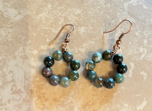 GREEN FANCY AGATE EARRINGS  **SOLD!