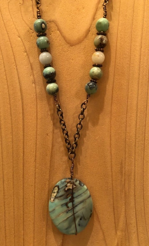 AQUA TERRA AGATE NECKLACE (JE30)