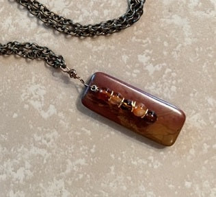 RED-BROWN CERAMIC DROP NECKLACE