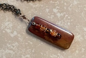 RED-BROWN CERAMIC DROP NECKLACE