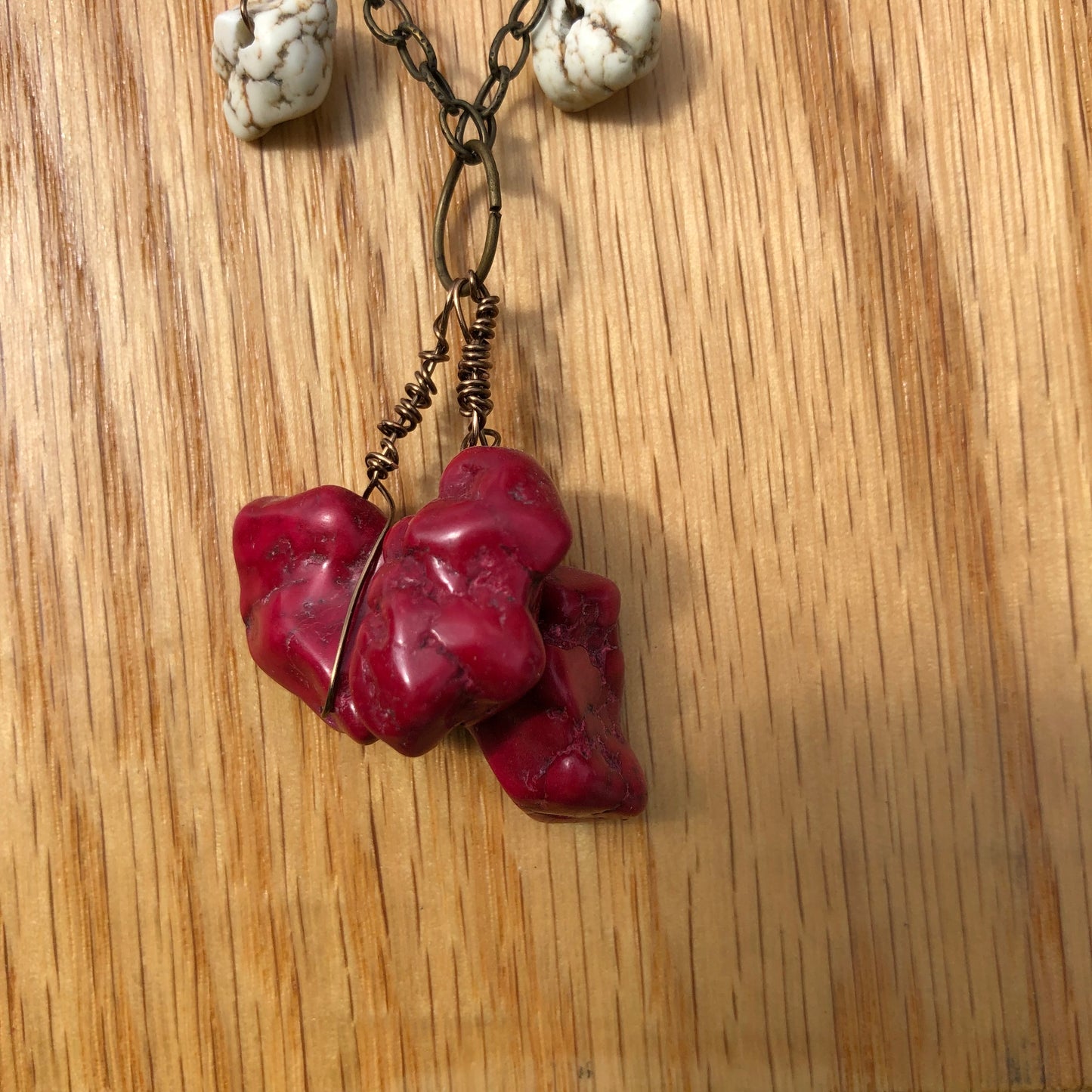 RED MAGNESITE NUGGET NECKLACE (JE29)**SOLD!