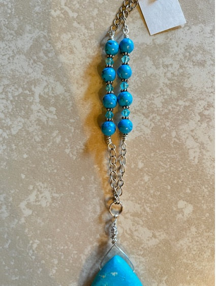 TURQUOISE MAGNESITE TEARDROP NECKLACE  JE59**SOLD!